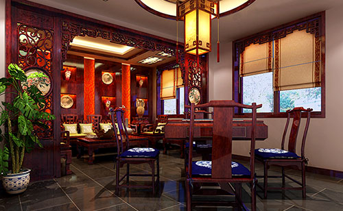 景宁古典中式风格茶楼包间设计装修效果图